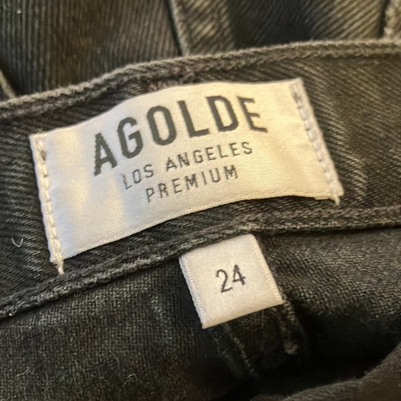 Agolde 100% Cotton high waisted baggy destructed jeans faded black wash size 24 - Picture 10 of 12